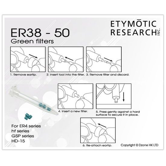 Etymotic ER38-50 filtry - zelené, 6 ks