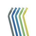 Set silikónových slamiek - modrá/zelená