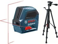 Křížový čárový laser Bosch GLL 2-10 Professional + hliníkový stavební stativ BT 150 Professional (06159940JC)