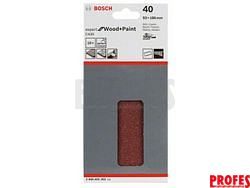 10x Brusný papír do vibrační brusky Bosch C430, 93x186mm, zr.40, 8 otvorů (2608605302)