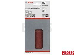 10x Brusný papír - brusivo pro vibrační brusky Bosch Expert for Wood and Paint C430 93x186mm, hr. 80, 8 otvorů (2608605304)