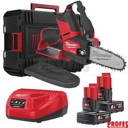 Bezuhlíková aku prořezávací řetězová pila Milwaukee M12 FHS-602X - 2x aku 12V/6.0Ah, 15cm, 2.3kg, kufr (4933472212)