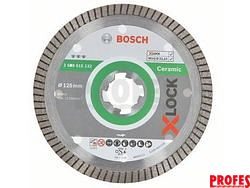 Diamantový kotouč na tvrdou dlažbu, kámen, obklady, keramiku pro úhlové brusky se systémem X-LOCK Bosch Best for Ceramic Extra Clean Turbo, pr. 125 x 22.23 x 1.4 / 7 mm (2608615132)