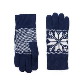 Modré prstové rukavice s bílým vzorem