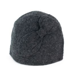 Vlněný klobouk s mašlí šedý