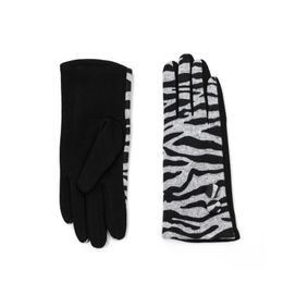 Zebra vlněné rukavice černé