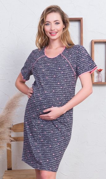 Dámská noční košile mateřská Sára - tmavě šedá Dámská noční košile mateřská Sára - tmavě šedá