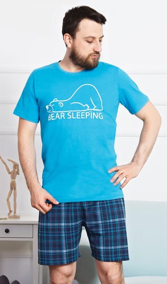 Pánské pyžamo šortky Bear - tmavě tyrkysová Pánské pyžamo šortky Bear - tmavě tyrkysová