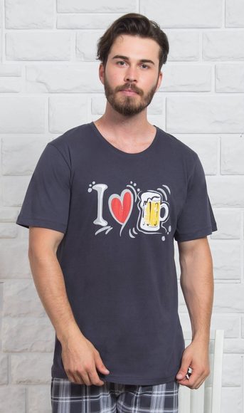 Pánské pyžamo šortky I love beer - tmavě šedá Pánské pyžamo šortky I love beer - tmavě šedá