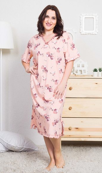 Dámská noční košile s krátkým rukávem Barbara - světle lososová Dámská noční košile s krátkým rukávem Barbara - světle lososová