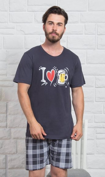Pánské pyžamo šortky I love beer - tmavě šedá Pánské pyžamo šortky I love beer - tmavě šedá