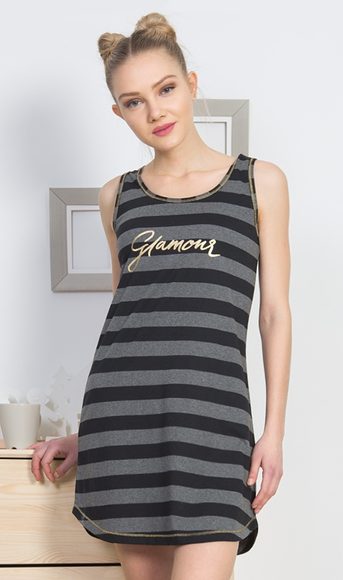 Dámská noční košile na ramínka Glamour - tmavě šedá Dámská noční košile na ramínka Glamour - tmavě šedá