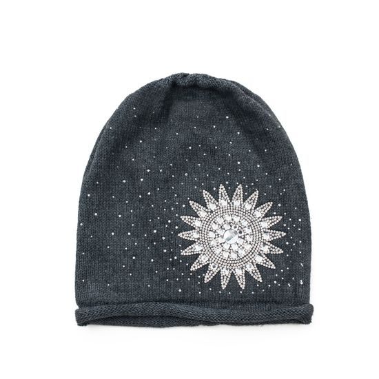 Čepice beanie Diamantová rozeta šedá