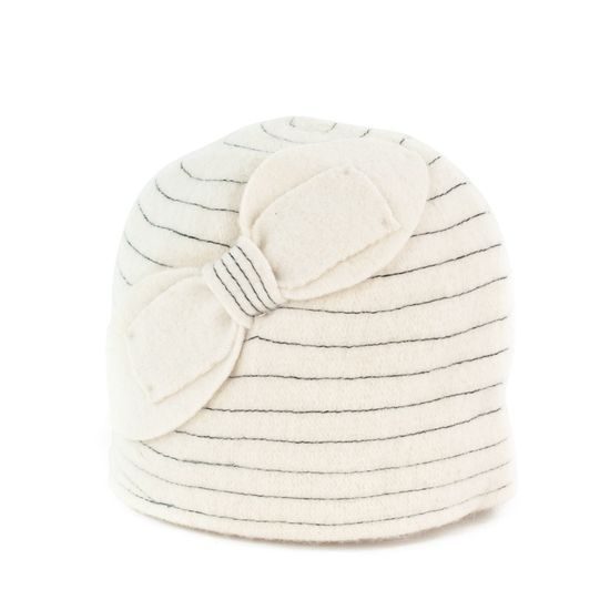 Vlněný klobouk s mašlí bílý