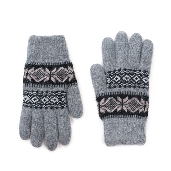 Šedé rukavice se zimním vzorem