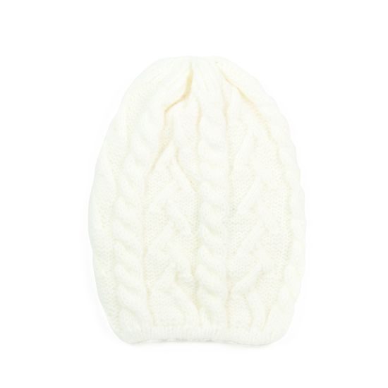 Pletená čepice s copánkovým vzorem bílá