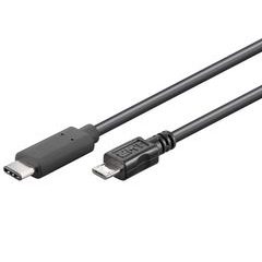 PremiumCord USB-C/male - USB 2.0 Micro-B/Male, černý, 0,6m