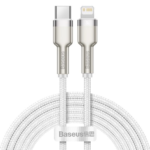 BASEUS  CAFULE METAL USB-C - LIGHTNING 20W 2,0 M WHITE