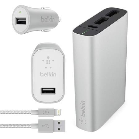 BELKIN METALICKÁ NABÍJECÍ SADA COLORMATCH + KABEL - STŘÍBRNÁ