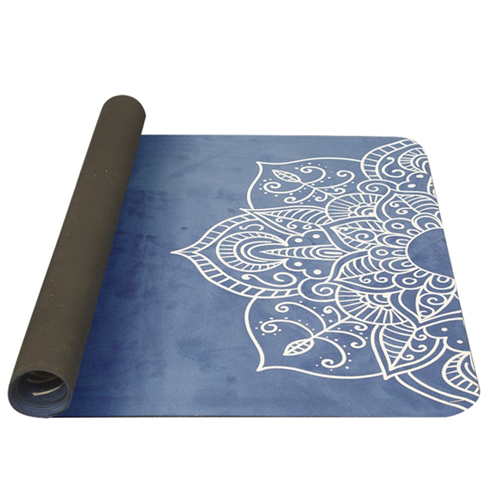 Yoga Mat natural rubber - pattern C blue