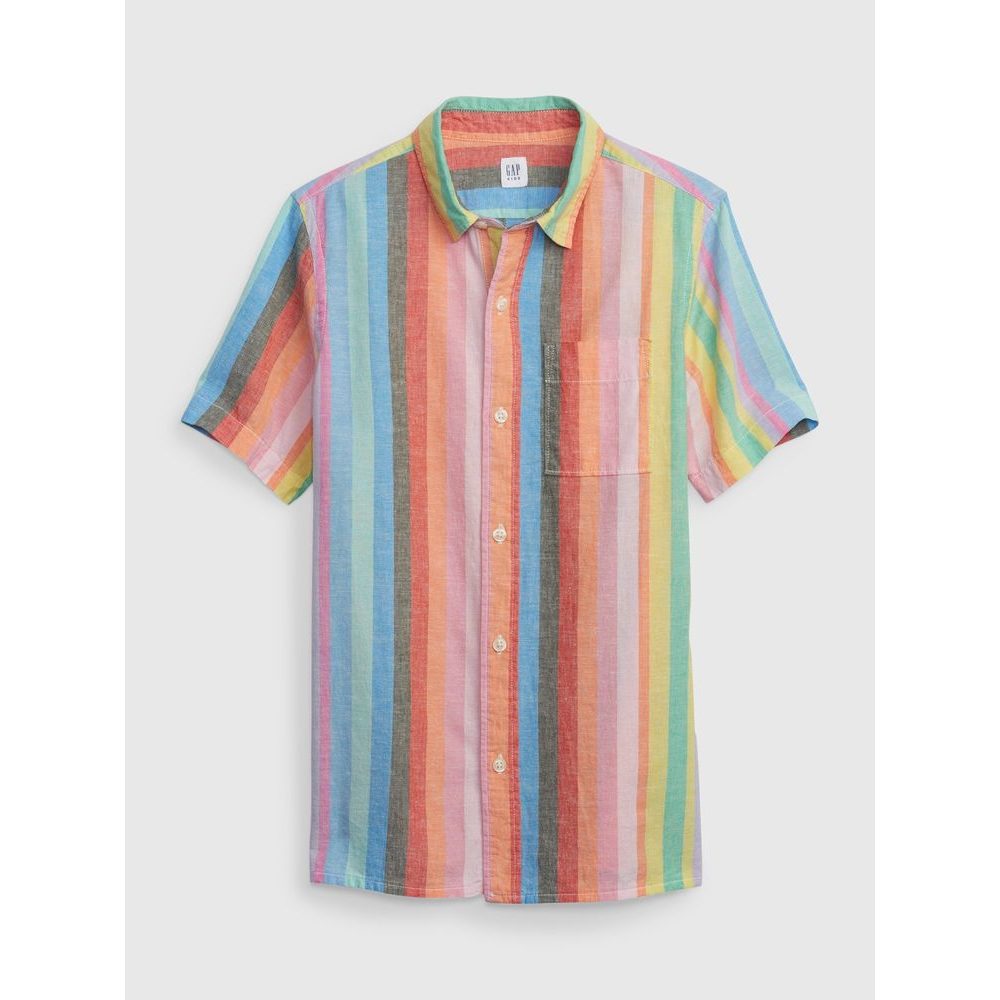 594450-04 Dětská lněná košile oxford Barevná
