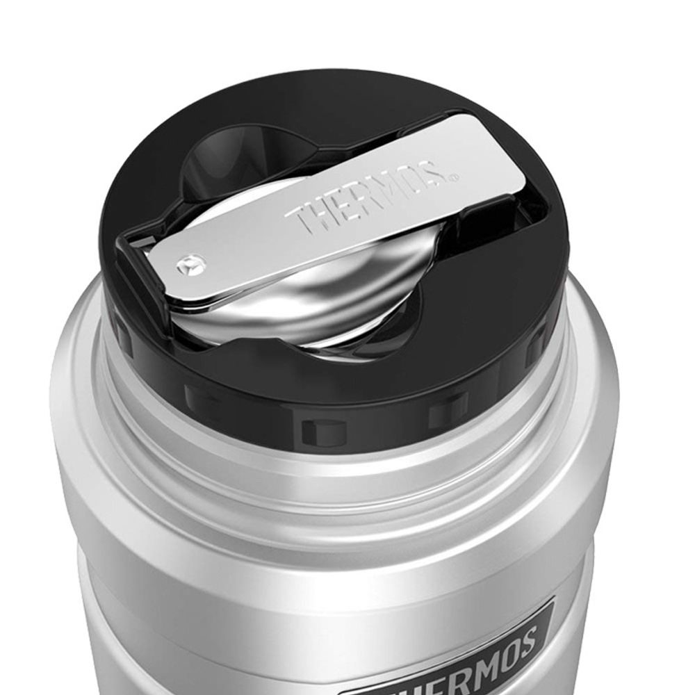 Food thermos with folding spoon and cup 470 ml blue