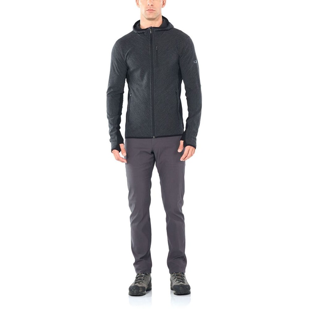 M Descender LS Zip Hood, JET HTHR/BLACK