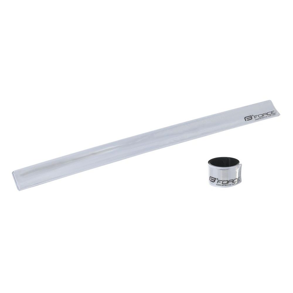 Reflective belt FORCE self-retracting 38 cm, silver