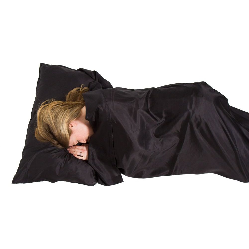 Silk Sleeping Bag Liner black rectangular