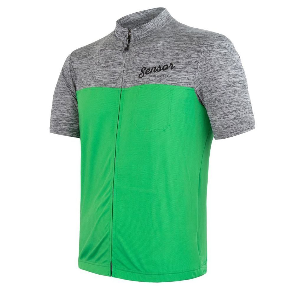 CYKLO MOTION pánský dres kr.rukáv celozip, šedá/zelená