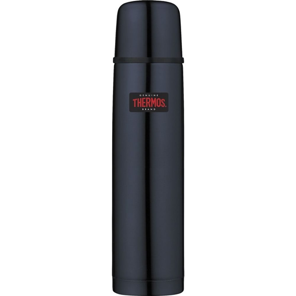 Thermos with button cap and cup 1000 ml dark blue