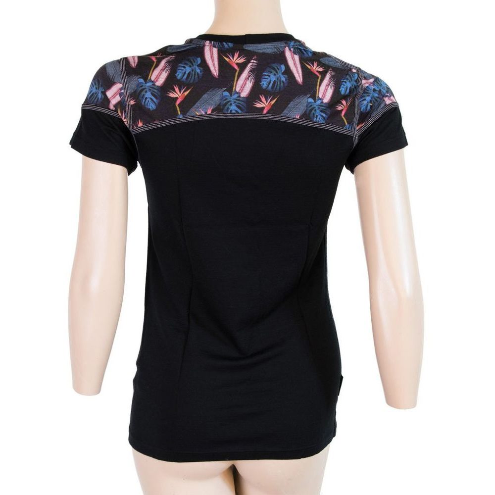 MERINO IMPRESS dámské triko kr.rukáv černá/floral