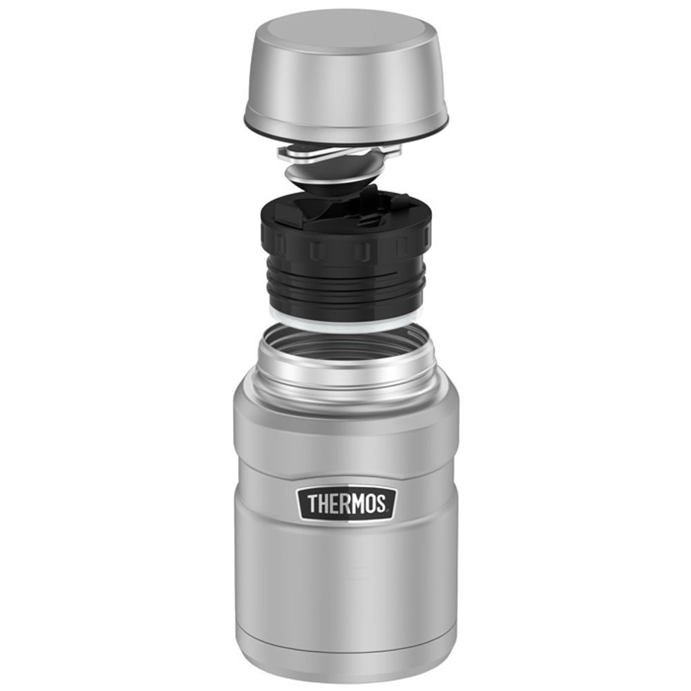 Food thermos with folding spoon and cup 710 ml red