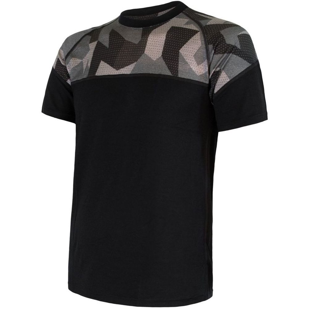MERINO IMPRESS pánské triko kr.rukáv černá/camo