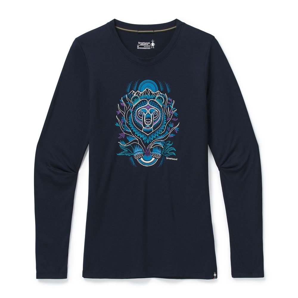 W MERINO SPORT 150 AUTUMN SUN LS GRAPH TEE deep navy