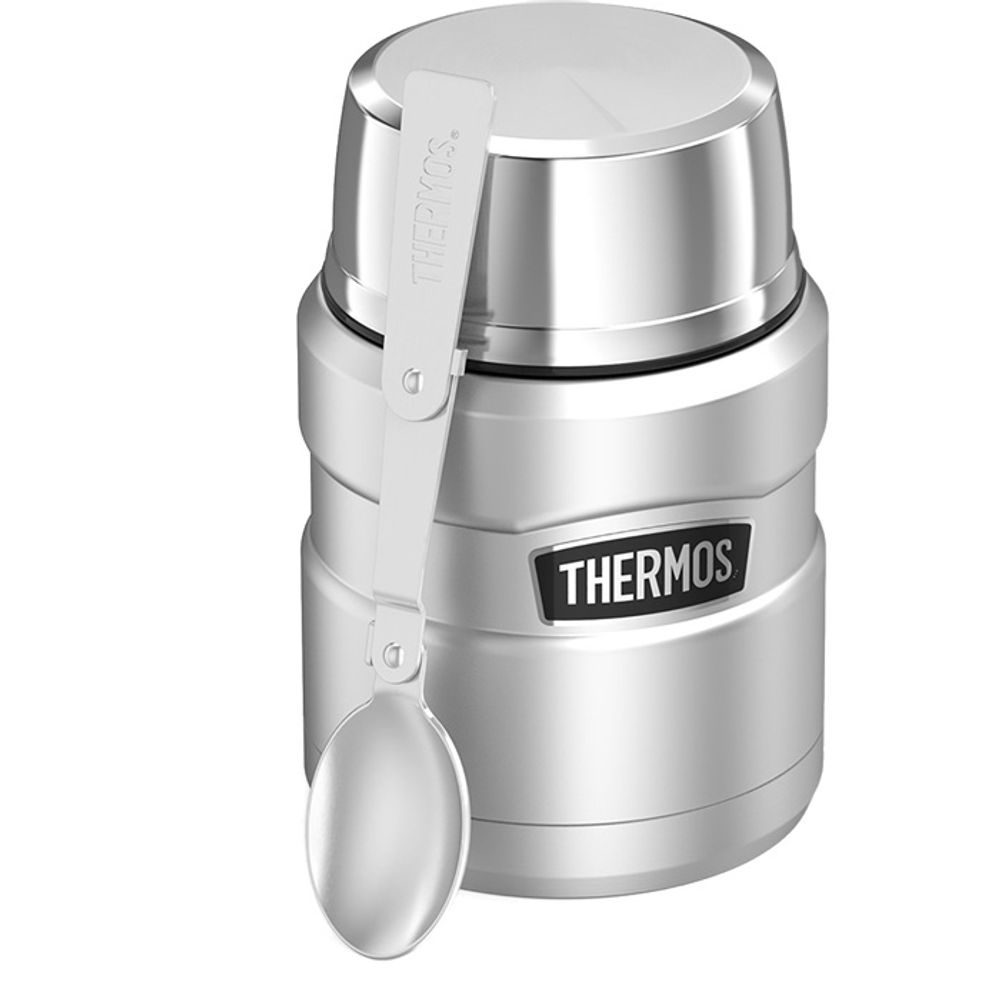 Food thermos with folding spoon and cup 470 ml stainless steel