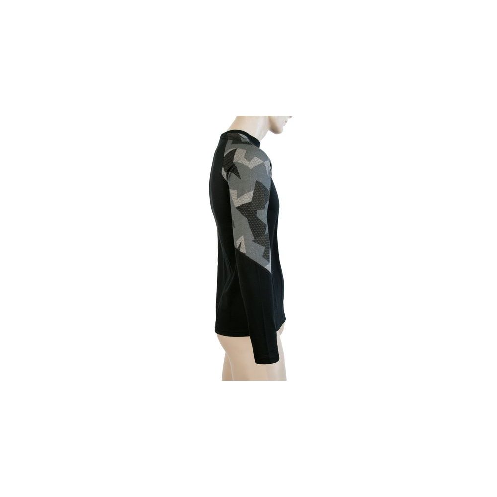 MERINO IMPRESS pánské triko dl.rukáv černá/camo