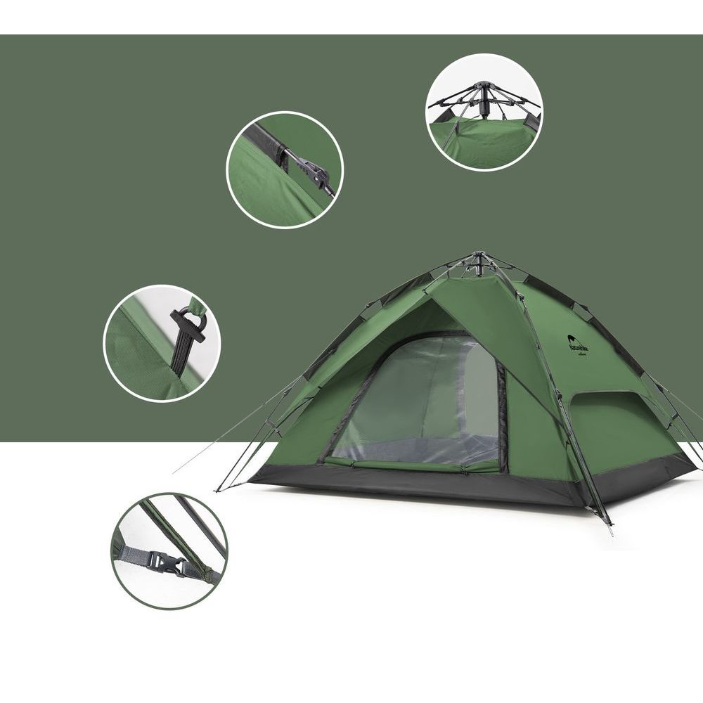 NH21ZP008-66 automatický stan zelený pro 3 osoby, 3600g