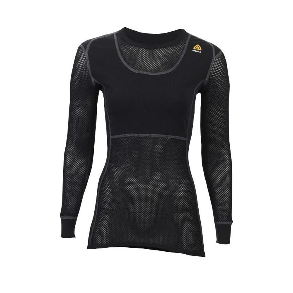 WoolNet Crew Neck shirt, Jet Black, Woman