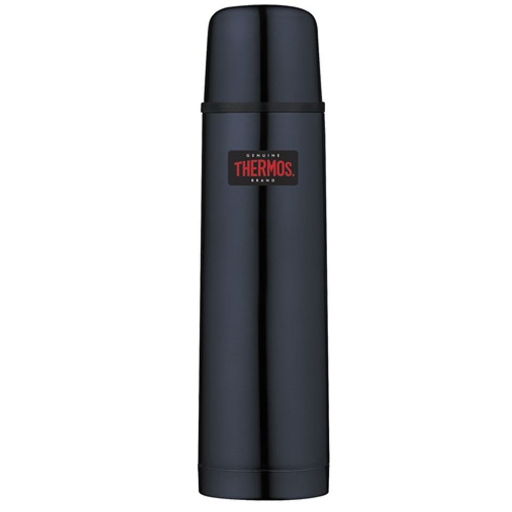 Thermos with button cap and cup 500 ml dark blue