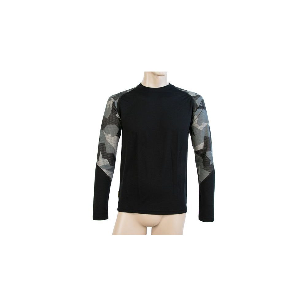 MERINO IMPRESS pánské triko dl.rukáv černá/camo