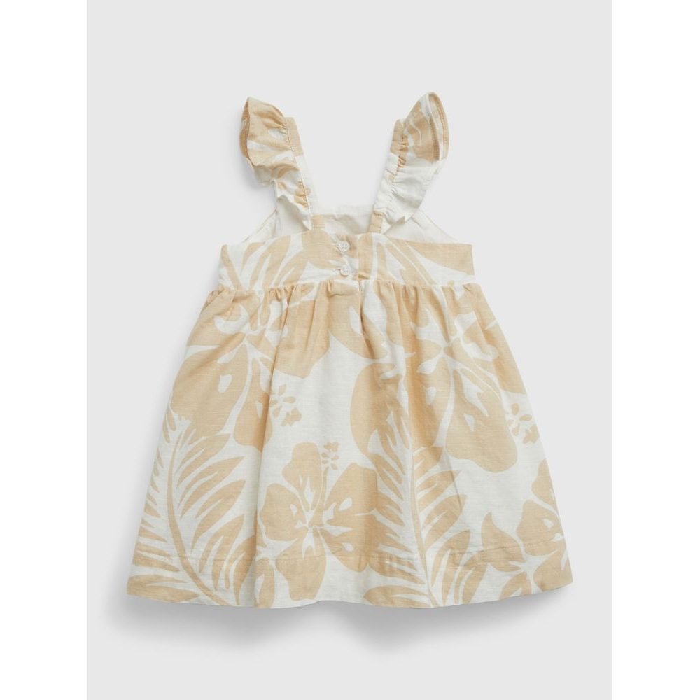 669788-00 Baby lněné šaty s čelenkou Béžová