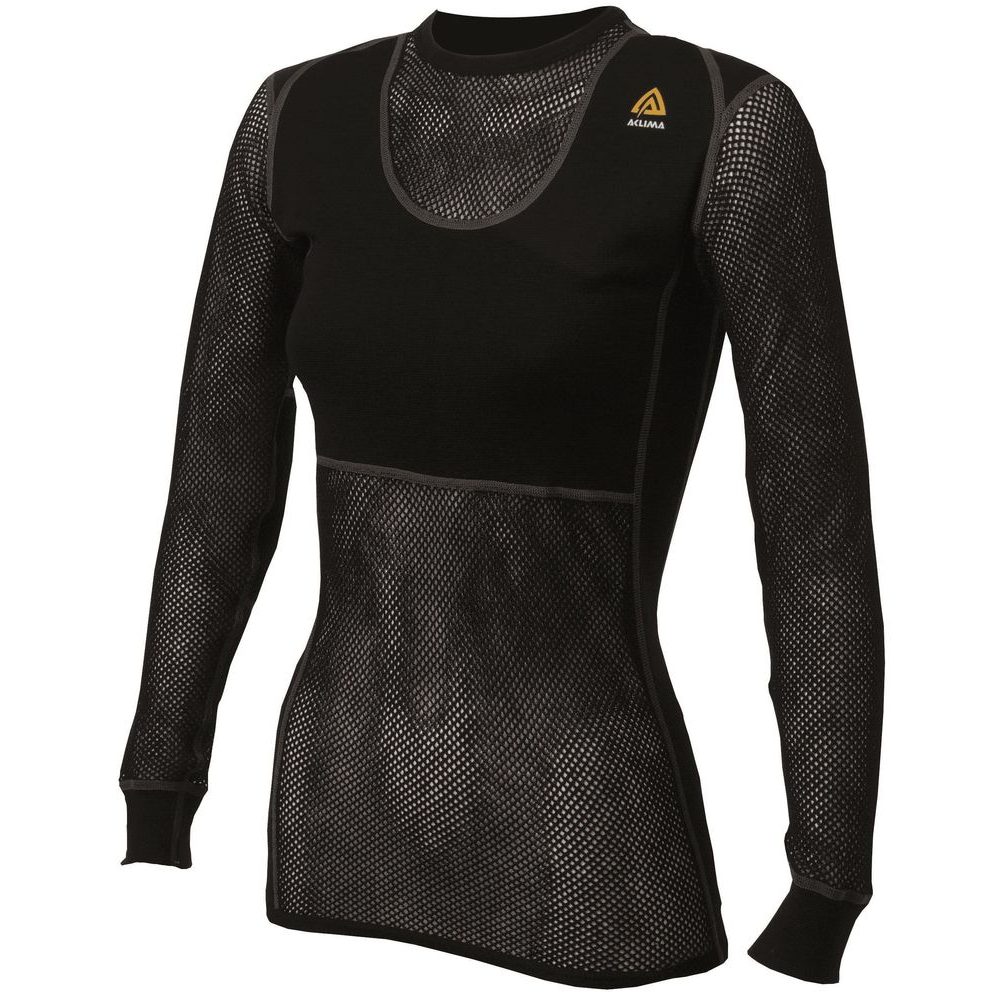 WoolNet Crew Neck shirt, Jet Black, Woman
