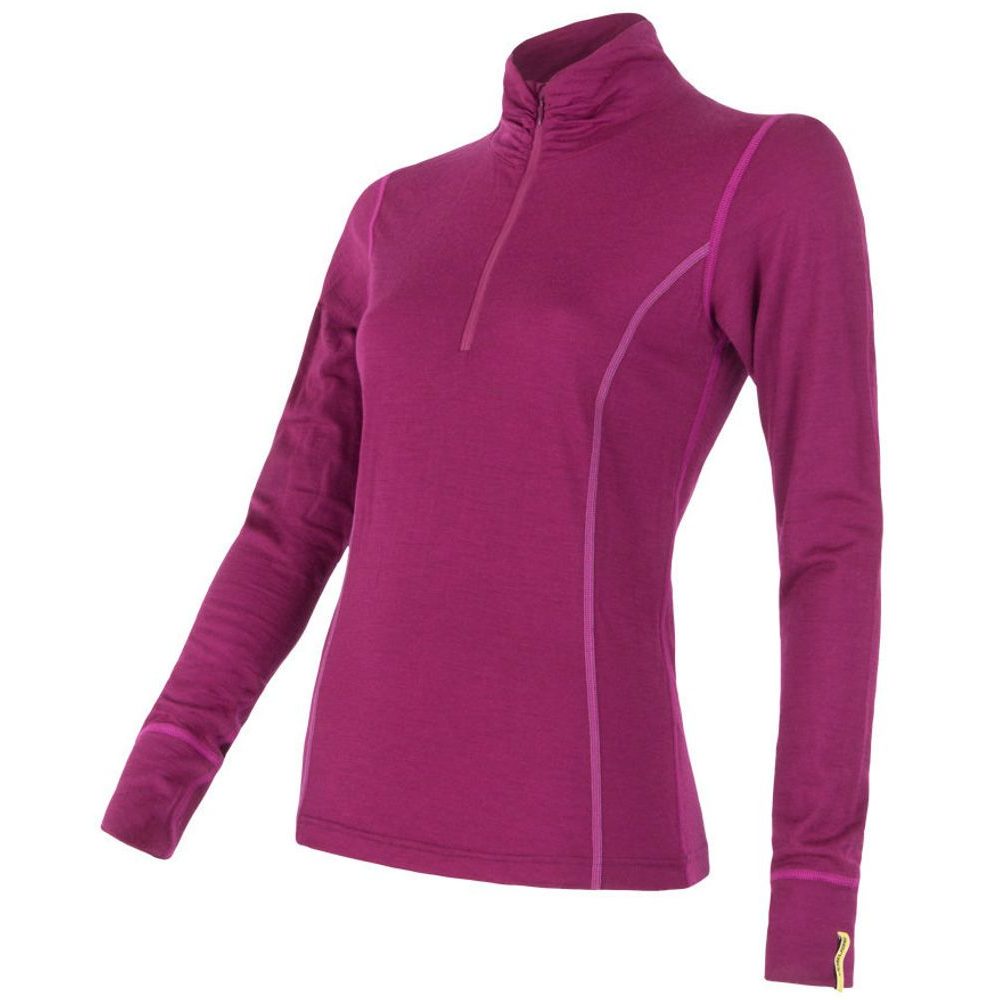 MERINO ACTIVE dámské triko dl.rukáv stoják zip lilla