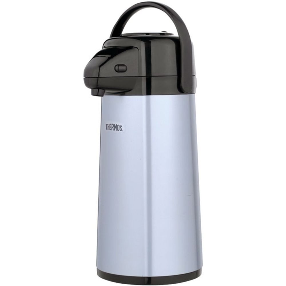 Glass thermo can with pump 1,9 l metallic grey