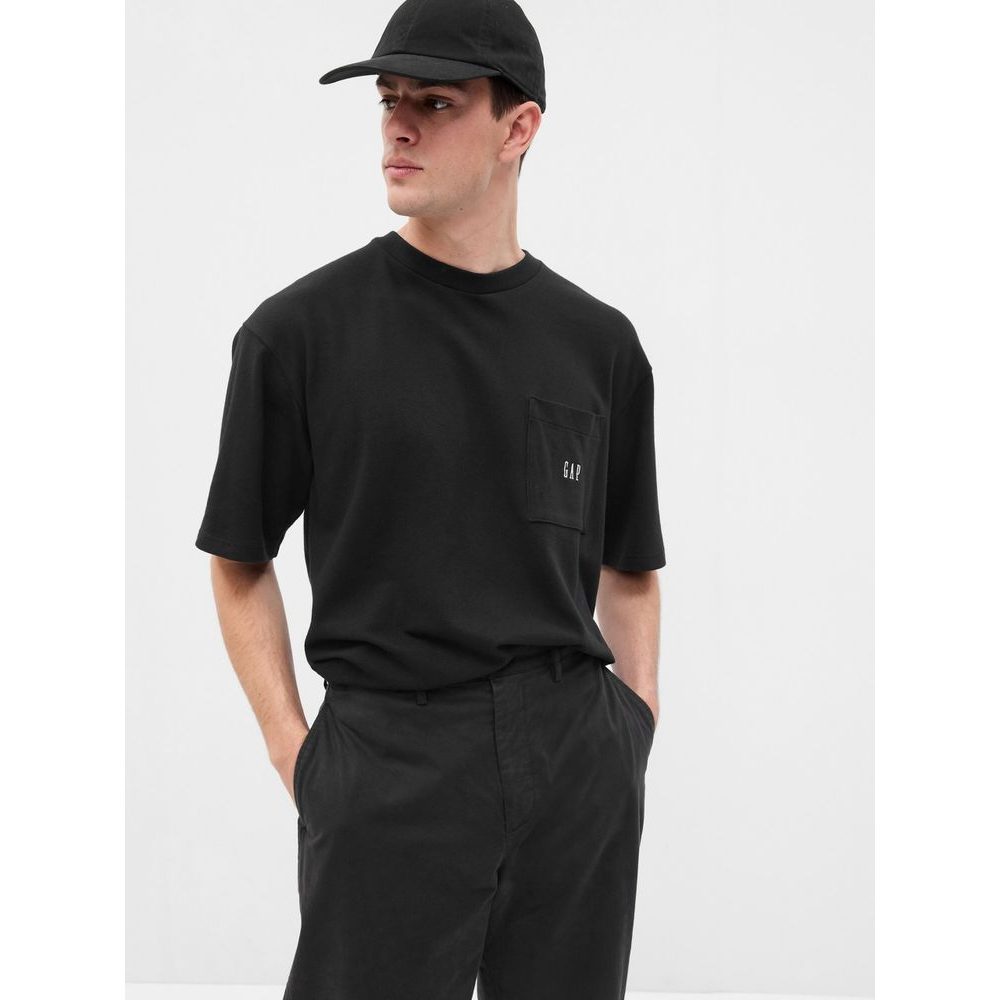 648973-02 Tričko pique oversized Černá