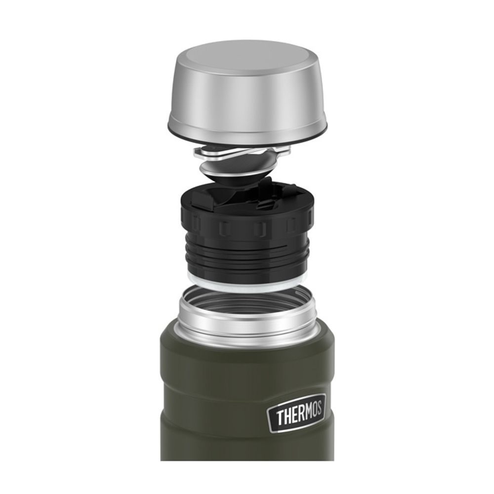 Food thermos with folding spoon and cup 470 ml military green