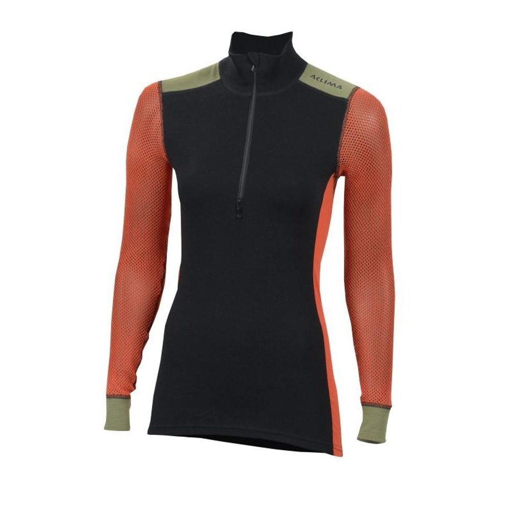 Hiking Crew Neck shirt, Jet Black/Poinciana/Capulet, Woman