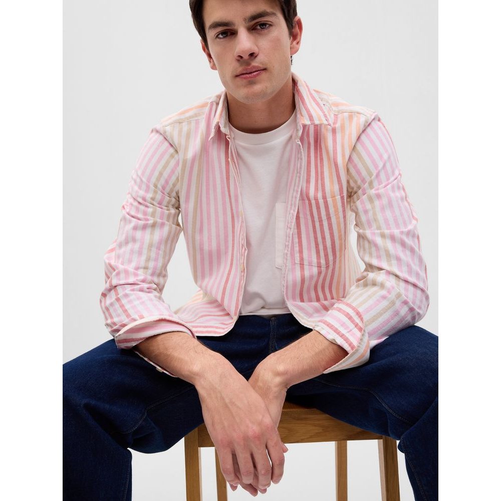 585732-04 Pruhovaná košile oxford standard Růžová