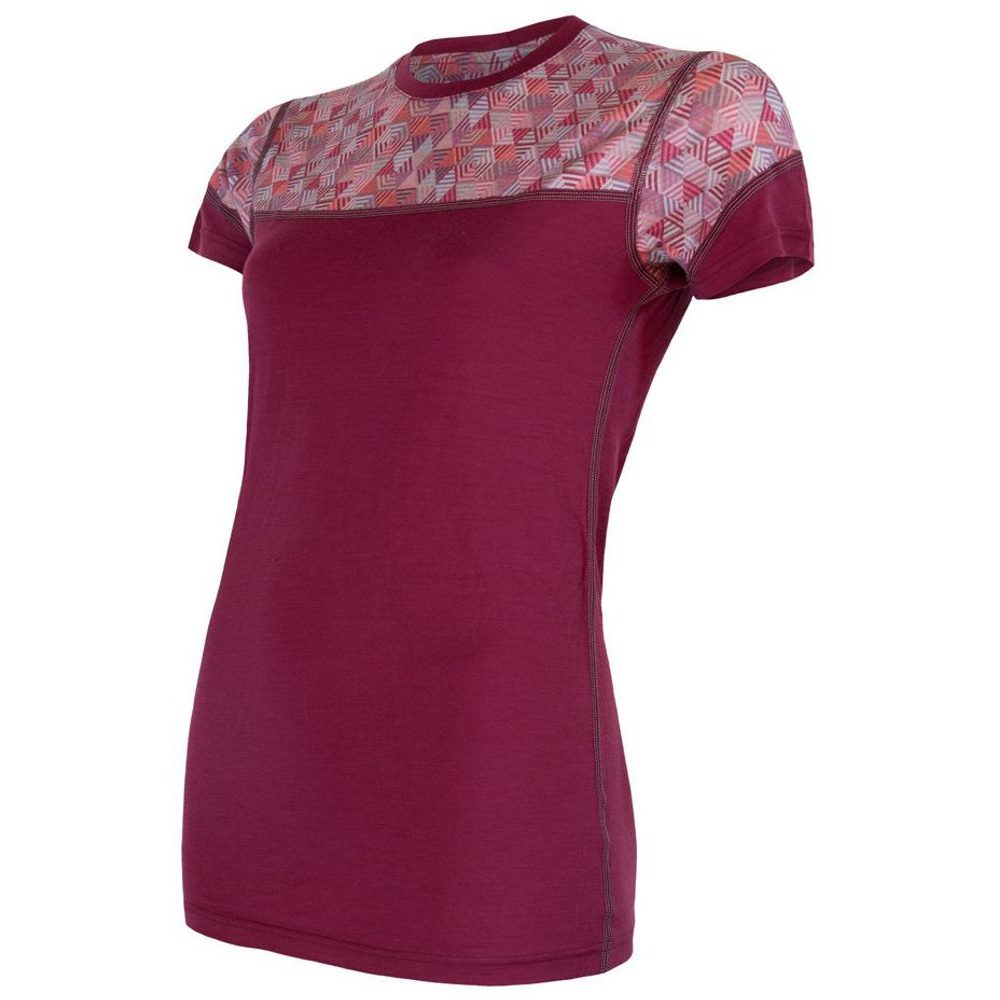 MERINO IMPRESS dámské triko kr.rukáv lilla/pattern